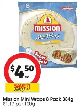 Coles Mission Mini Wraps 8 Pack 384g offer