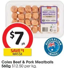 Coles Coles Beef & Pork Meatballs offer