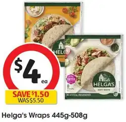 Coles Helga's Wraps 445g-508g offer