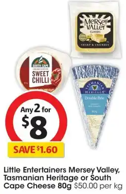 Coles Little Entertainers Mersey Valley, Tasmanian Heritage or South Cape Cheese 80g offer