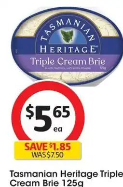 Coles Tasmanian Heritage Triple Cream Brie 125g offer