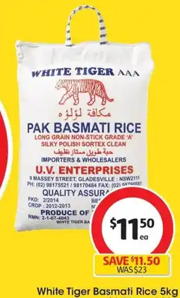 Coles White Tiger Basmati Rice 5kg offer