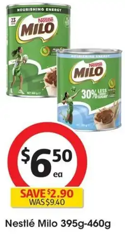 Coles Nestlé Milo 395g-460g offer