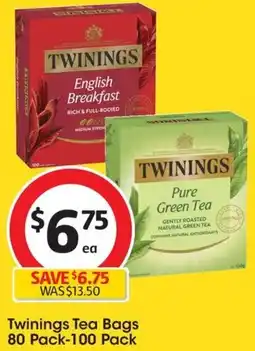 Coles Twinings Tea Bags 80 Pack-100 Pack offer