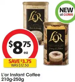 Coles L'or Instant Coffee 210g-250g offer