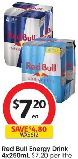 Coles Red Bull Energy Drink 4x250mL offer