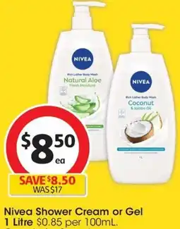 Coles Nivea Shower Cream or Gel 1 Litre offer