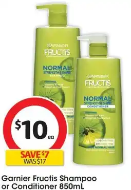 Coles Garnier Fructis Shampoo or Conditioner 850mL offer