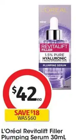 Coles L'Oréal Revitalift Filler Plumping Serum 30mL offer