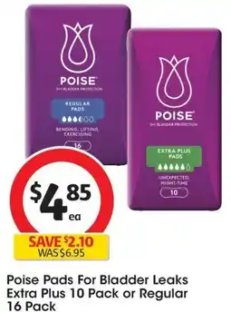 Poise Pads For Bladder Leaks Extra Plus 10 Pack or Regular 16 Pack