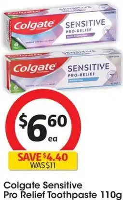 Coles Colgate Sensitive Pro Relief Toothpaste 110g offer