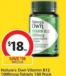 Coles Nature's Own Vitamin B12 1000mcg Tablets 150 Pack offer