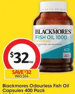 Coles Blackmores Odourless Fish Oil Capsules 400 Pack offer