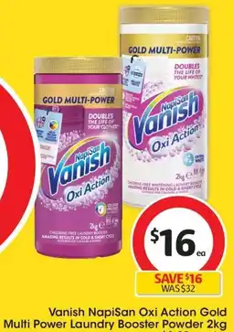Coles Vanish Napisan Oxi Action Gold Multi Power Laundry Booster Powder 2kg offer