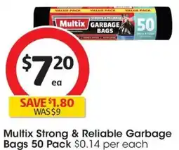 Coles Multix Strong & Reliable Garbage Bags 50 Pack offer