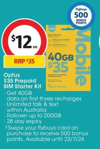 Coles Optus $ Prepaid SIM Starter Kit offer