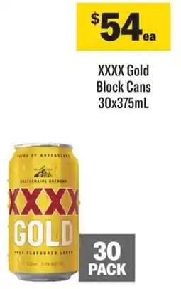 Coles XXXX Gold Block Cans 30x375mL offer