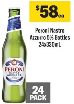 Coles Peroni Nastro Azzurro 5% Bottles 24x330mL offer