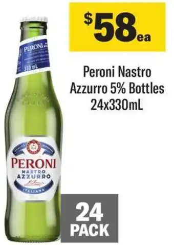 Coles Peroni Nastro Azzurro 5% Bottles 24x330mL offer