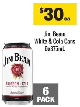 Coles Jim Beam White & Cola Cans 6x375mL offer