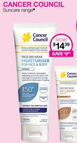 Priceline Cancer Council Suncare range offer