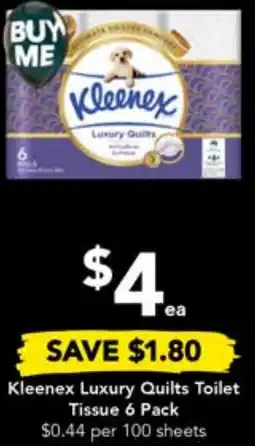 Drakes Kleenex Luxury Quilts Toilet Tissue 6 Pack offer