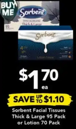Drakes Sorbent Facial Tissues Thick & Large 95 Pack or Lotion 70 Pack offer