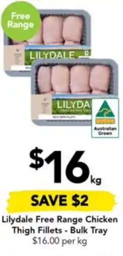 Drakes Lilydale Free Range Chicken Thigh Fillets - Bulk Tray offer