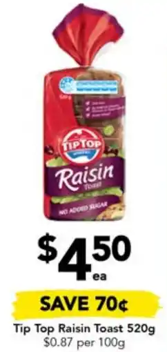 Drakes Tip Top Raisin Toast 520g offer
