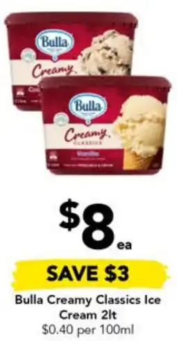 Drakes Bulla Creamy Classics Ice Cream 2lt offer