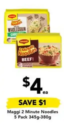 Drakes Maggi 2 Minute Noodles 5 Pack 345g-380g offer
