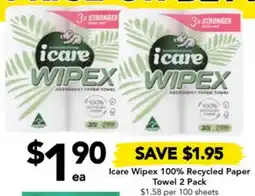 Drakes Icare Wipex 100% Recycled Paper towel 2 pack offer