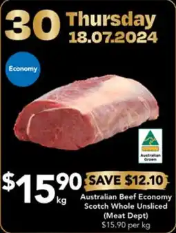 Drakes Australian Beef Economy Scotch Whole Unsliced offer