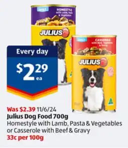 ALDI Julius Dog Food 700g offer