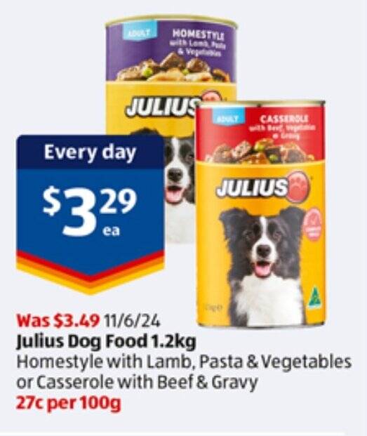 Aldi julius dog food best sale