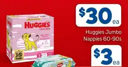 Foodland Huggies Jumbo Nappies 60-90s offer