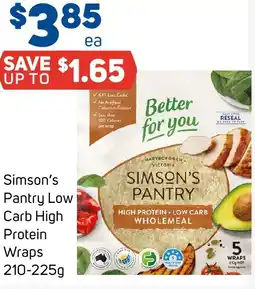 Foodland Simson's Pantry Low Carb High Protein Wraps offer