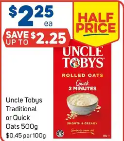 Foodland Uncle Tobys Traditional or Quick Oats 500g offer
