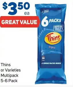 Foodland Thins or Varieties Multipack 5-6 Pack offer