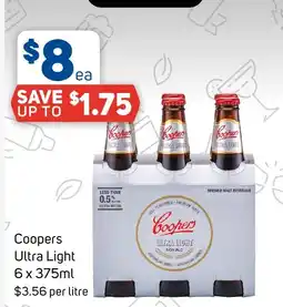 Foodland Coopers Ultra Light 6 x 375ml offer