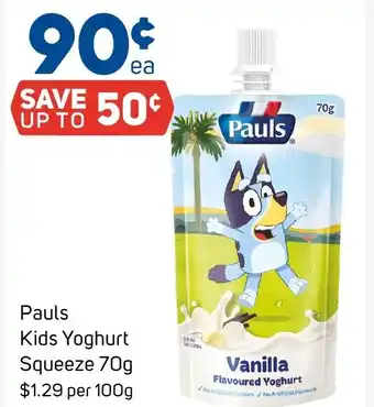 Foodland Pauls Kids Yoghurt Squeeze 70g offer