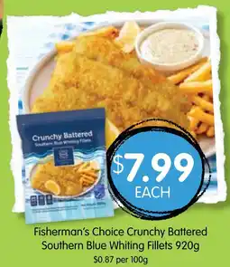 Spudshed Fisherman's Choice Crunchy Battered Southern Blue Whiting Fillets 920g offer
