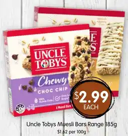 Spudshed Uncle Tobys Muesli Bars Range 185g offer