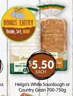 Spudshed Helga's White Sourdough or Country Grain 700-750g offer