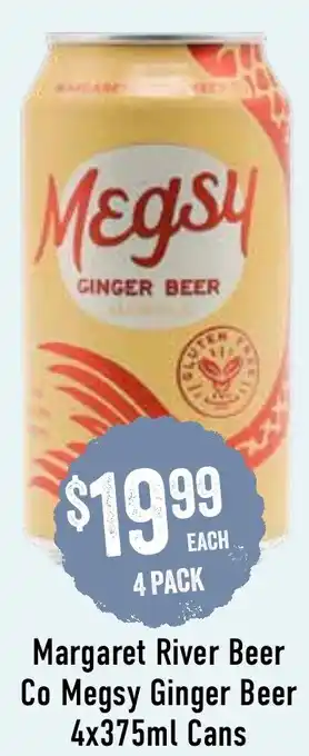 Spudshed Margaret River Beer Co Megsy Ginger Beer 4x375ml Cans offer