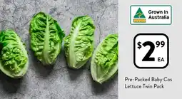 Foodworks Pre-Packed Baby Cos Lettuce Twin Pack offer