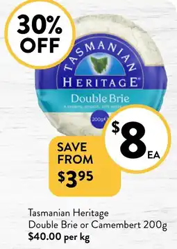 Foodworks Double Brie or Camembert 200g offer