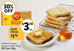 Foodworks Golden Crumpet Squares 6 Pack 425g offer
