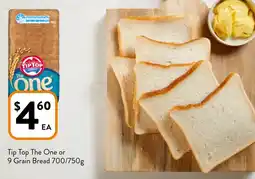 Foodworks Tip Top The One or 9 Grain Bread 700/750g offer
