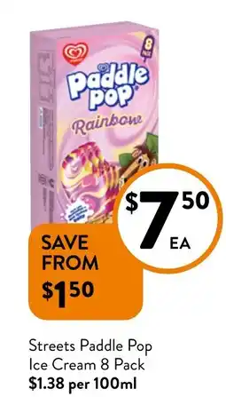 Foodworks Streets Paddle Pop Ice Cream 8 Pack offer